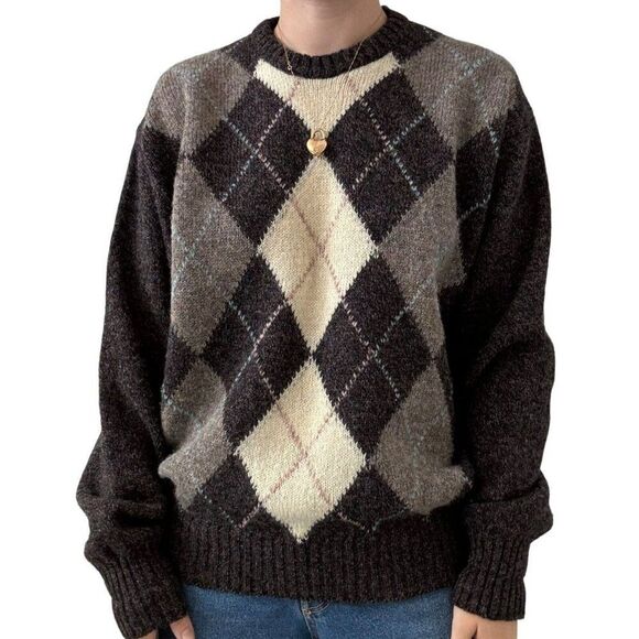 Christopher Hayes Vintage Made in Ireland Shetland Wool Sweater Argyle Sweater L - Picture 1 of 8